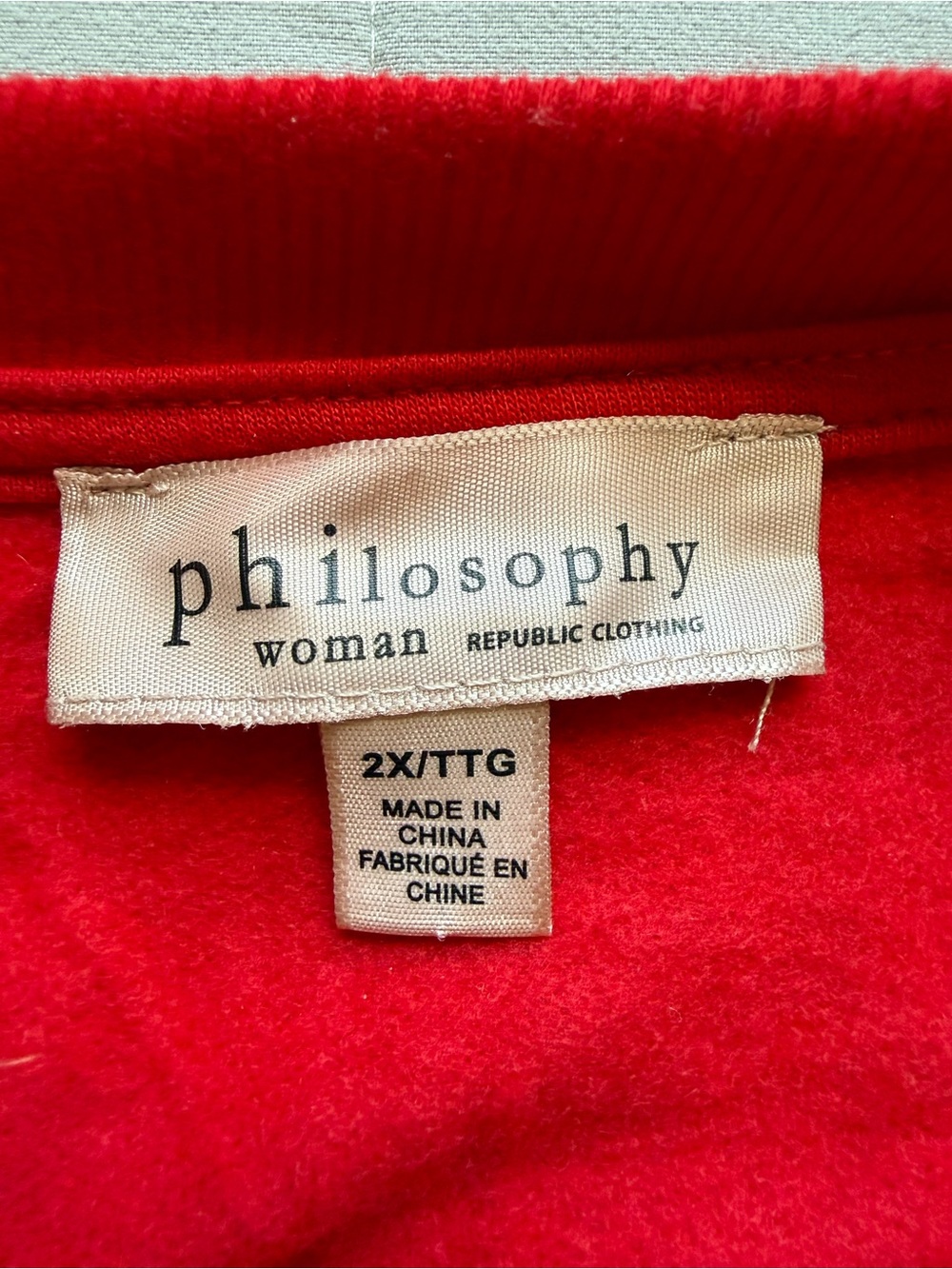 Philosophy Red "Merry" Holiday Sweatshirt Soft - 2X - Picture 4 of 11